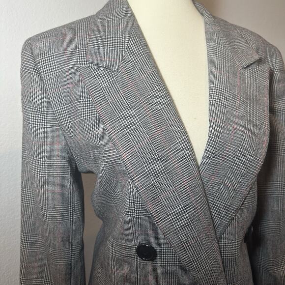 VTG Giorgio Houndstooth Plaid Wool Double Breasted Hi Waist Pants Suit Large 90s - Picture 4 of 16